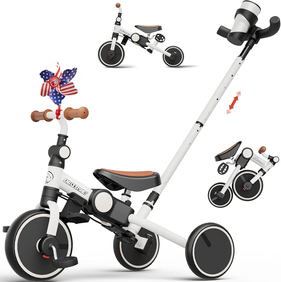 EagleStone Tricycle for Toddlers 1-3 Years Old, 5 in 1 Toddler Bike,Foldable Toddler Tricycle with Push Handle, Birthday Gifts and Toys for 2 3 4 5 Year Old Boys and Girls