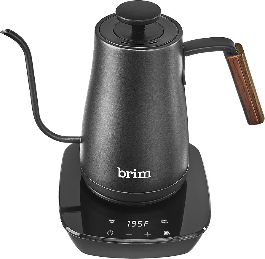 brim Temperature Control Electric Gooseneck Kettle with Capacitive Touch, Black