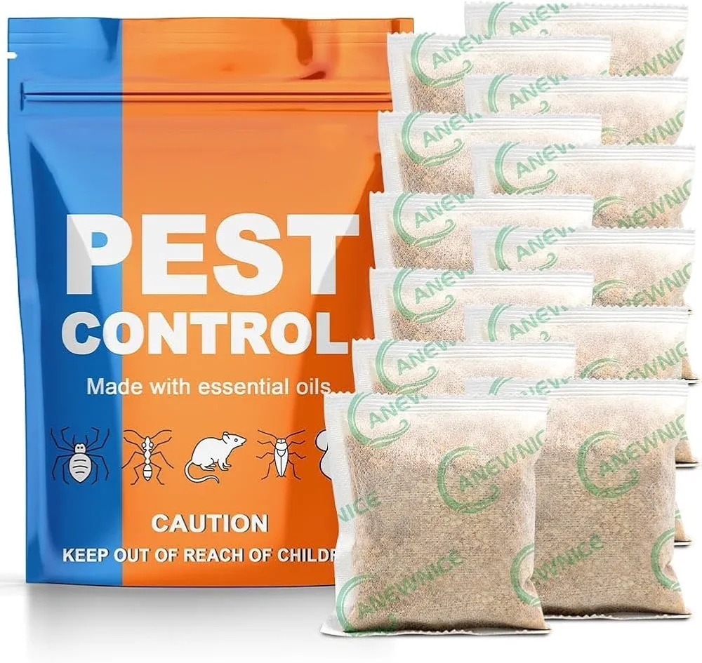 Pest Control Pouches Indoor/Outdoor, Extra-Strength Peppermint Oil Mice Repellent Repel Mosquito, Rodents, Roach, Ant, Bugs,Spider, Moths & Other Pest-12P