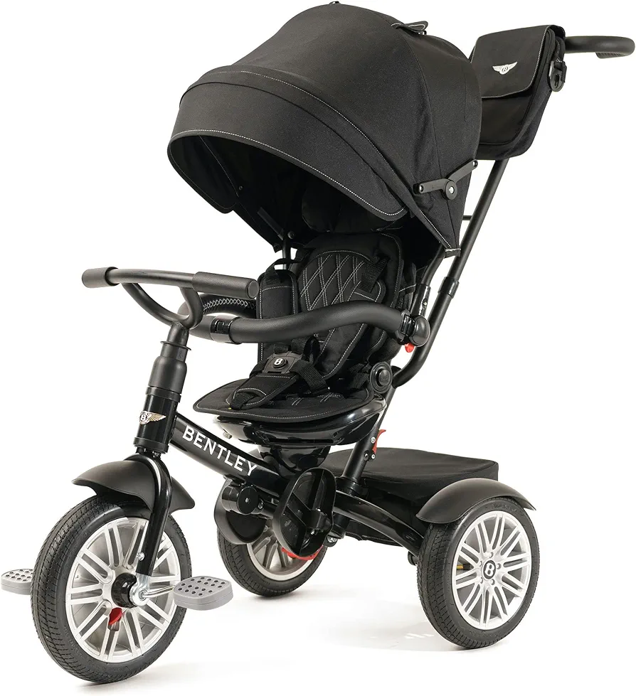 Bentley Kids Trike, All Terrain Toddler Bike 6-in-1, Officially Licensed & Designed by Bentley Motors UK, Baby Tricycle is a Compelling Statement of Performance & Luxury, Onyx Black (6m-5y+)