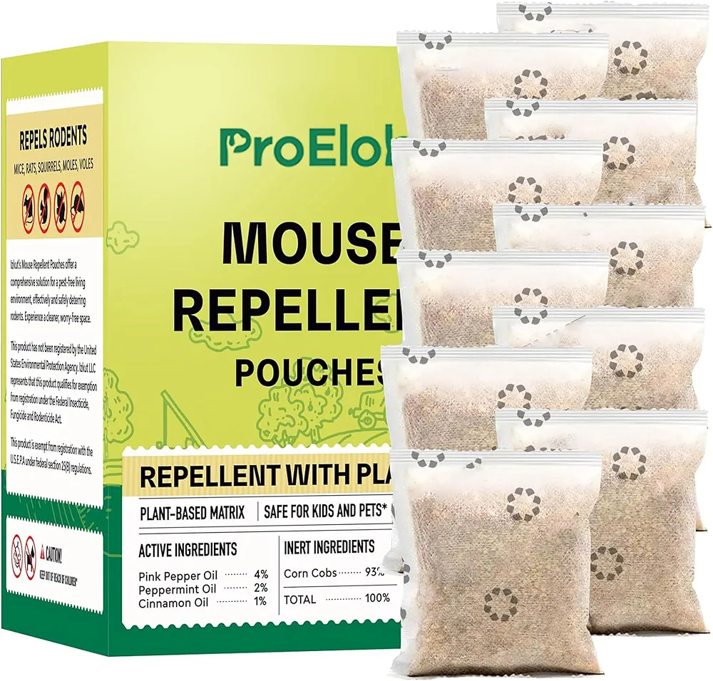 Mouse Repellent Pouches: Natural Rodent Repellent - Mice Repellent with Peppermint Oil - Mice Eliminator Pouches - Plant-Based Formula - Safe for Kids & Pets - for a Rodent-Free Home