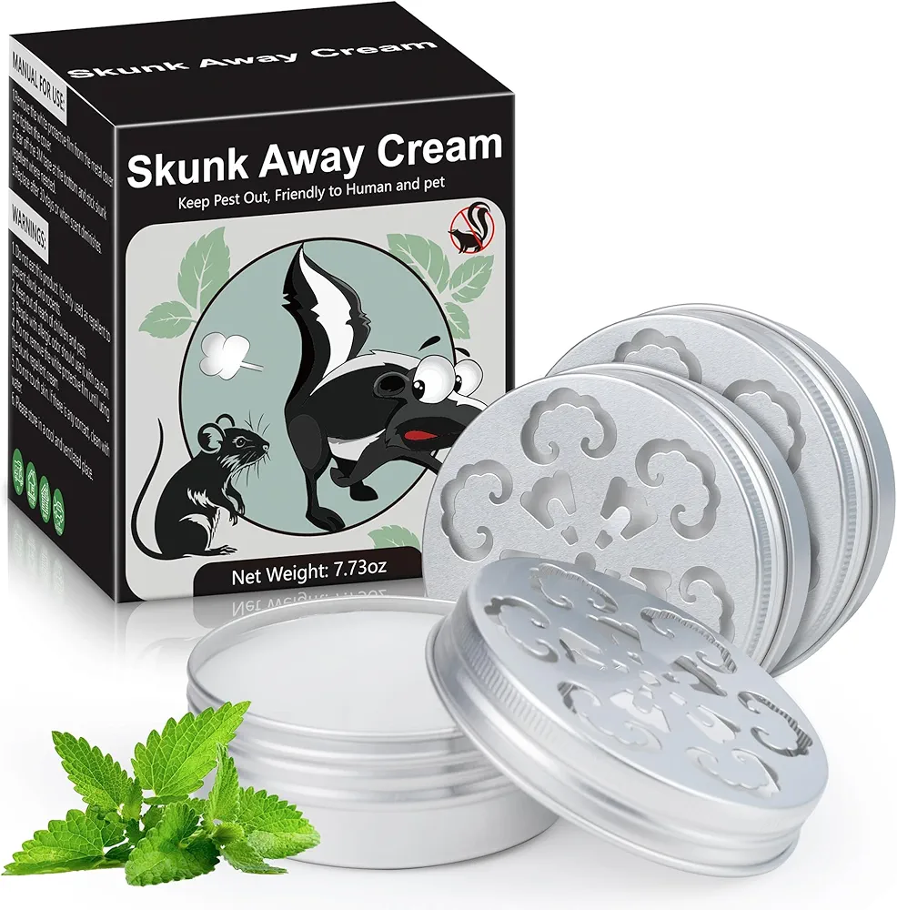 3 Pcs Skunk Repellent Indoor Outdoor, Natural Peppermint Mouse & Skunk Repellent Cream - Humane Powerful Skunk Deterrent Outdoor for Repel Squirrel, Mouse, Mole from Yard Garden Lawn