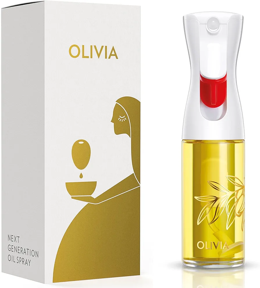 FLAIROSOL OLIVIA. The Original Advanced Oil Sprayer for Cooking, Salads, BBQs and More, Continuous Spray with Portion Control, Trusted by Chefs. Patented Technology. (Glass Bottle) (Golden Leaves)