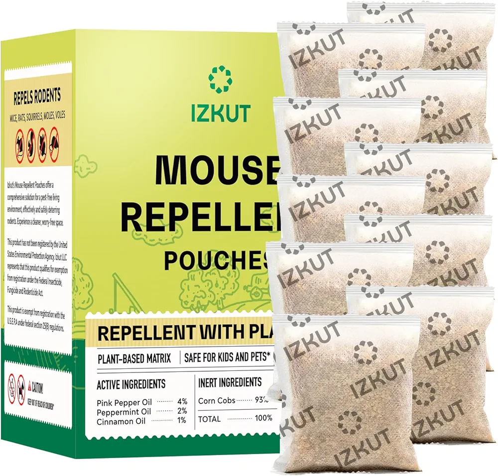 Mouse Repellent Pouches: Mouse Repellent - Natural Rodent Repellent - Mice Repellent with Peppermint Oil - Mice Eliminator Pouches - Plant-Based Formula - Safe for Kids & Pets - For a Rodent-Free Home