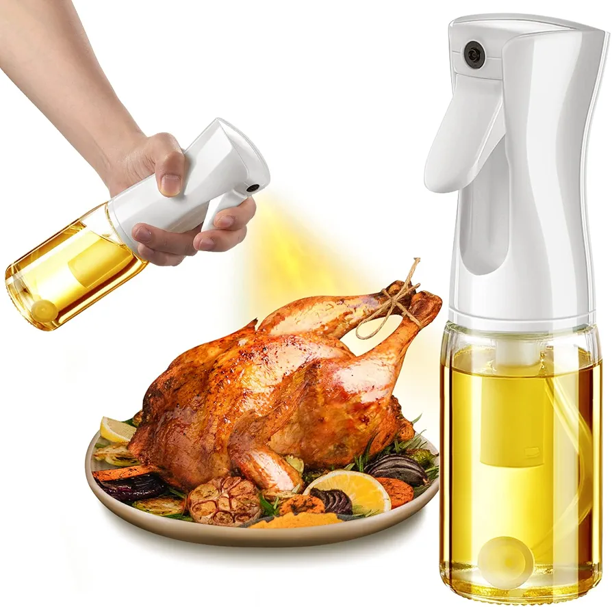 Oil Sprayer for Cooking, Olive Oil Sprayer Mister, 200ml Glass Olive Oil Spray Bottle, Kitchen Gadgets Accessories for Air Fryer, Canola Oil Spritzer, Widely Used for Salad Making, Baking, Frying, BBQ