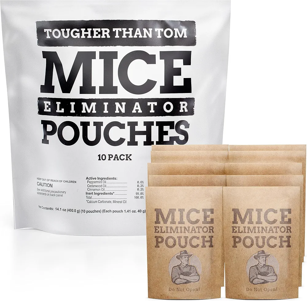 10 Pack All-Natural Mice Repellent Pouches – Harmless Peppermint Essential Oil Mouse Deterrent - Keep Mice Out of Your Home and Your Family Safe - by Tougher Than Tom