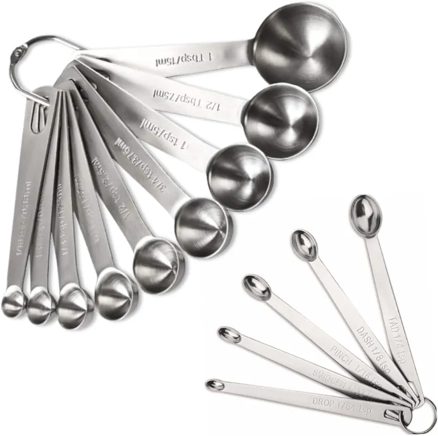 14PCS Measuring Spoons Set, 1 tbsp, 1/2 tbsp, and 1-1/16tsp Stainless Steel Measuring Spoons for Cooking Baking Spice Jars and Liquid Ingredients