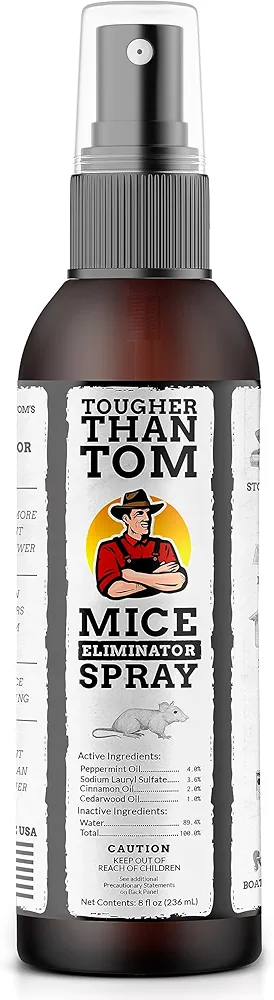 Tougher Than Tom Mouse Repellent Spray – 8 fl oz Premium Cinnamon and Peppermint Oil Spray for Rodents – Effective Mouse Repellent Indoor Spray – Mice Deterrent Spray – All-Natural Formula