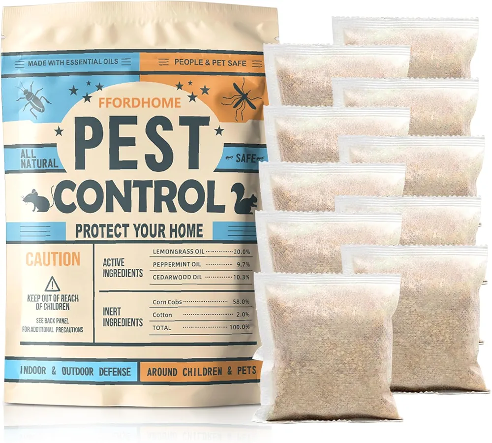 Pest Control Pouches,Mouse Repellent,Peppermint Oil Spray for Rodents,Rat Repellent for House,Mice, Rats, Ants, Cockroaches, Moths, and Other pests (10P)…