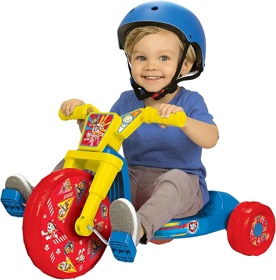 Paw Patrol Ride-On 10" Fly Wheel Junior Cruiser Tricycle with Sounds -Toddler Bike Trike, Ages 2-4