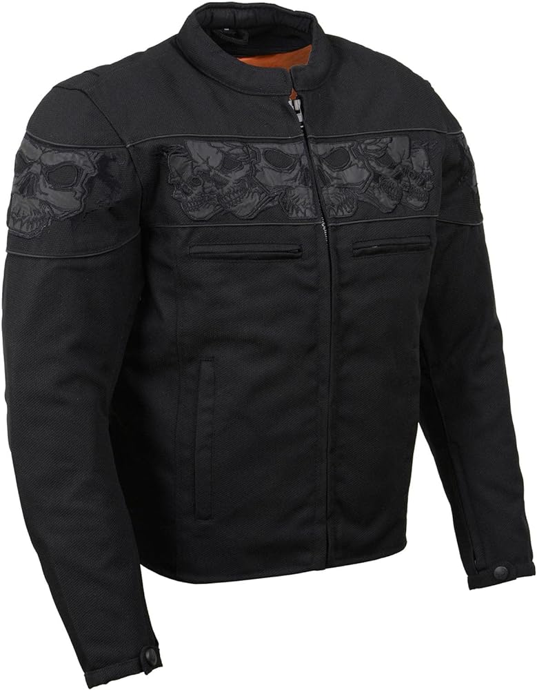 Milwaukee Leather mens Mpm1730 Black Textile Motorcycle Jacket for Men