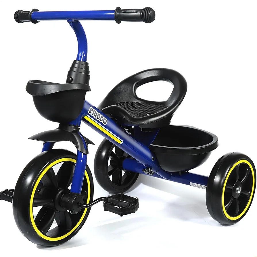 KRIDDO Kids Tricycles Age 24 Month to 4 Years, Toddler Kids Trike for 2.5 to 5 Year Old, Gift Toddler Tricycles for 2-4 Year Olds, Trikes for Toddlers, Blue