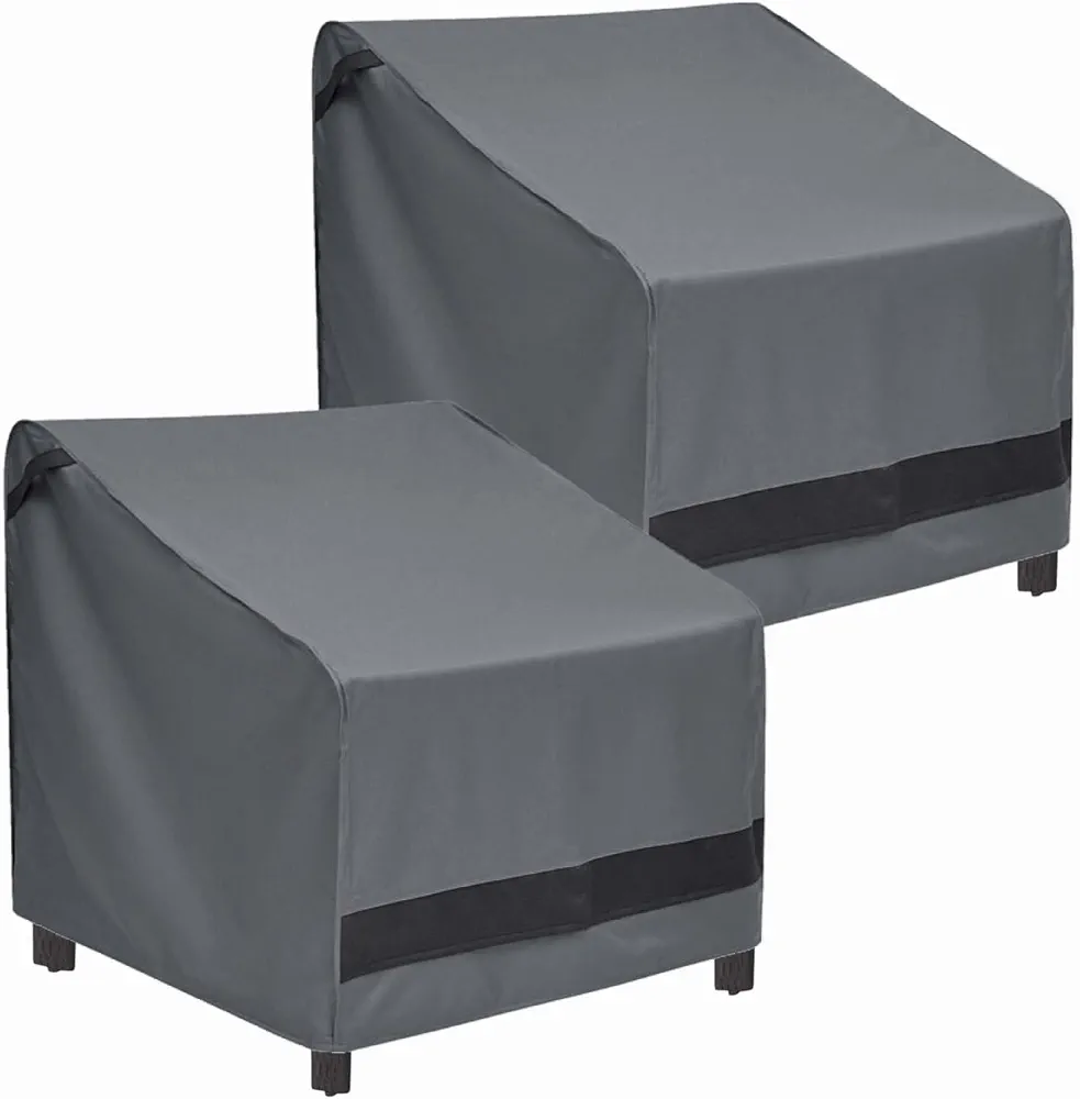 Loriano Patio Chair Covers Waterproof Outdoor Furniture Chair Covers 600D Heavy Duty Fit as Lawn Lounge Deep Seat(2 Pack,Grey, Median)