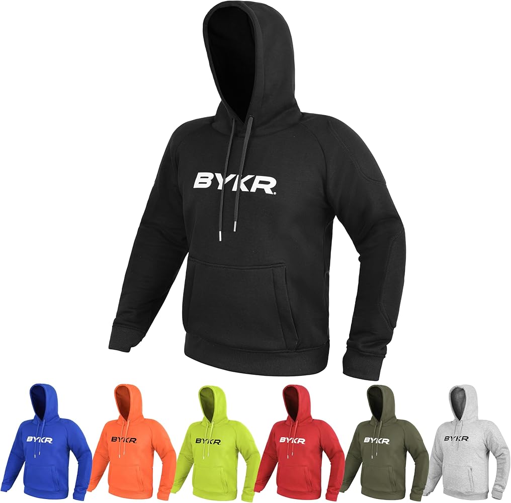 BYKR Motorcycle Hoodie for Men & Women Biker Motorcycle Jackets Breathable Motorbike Riding Sweatshirt All Weather CE Armored