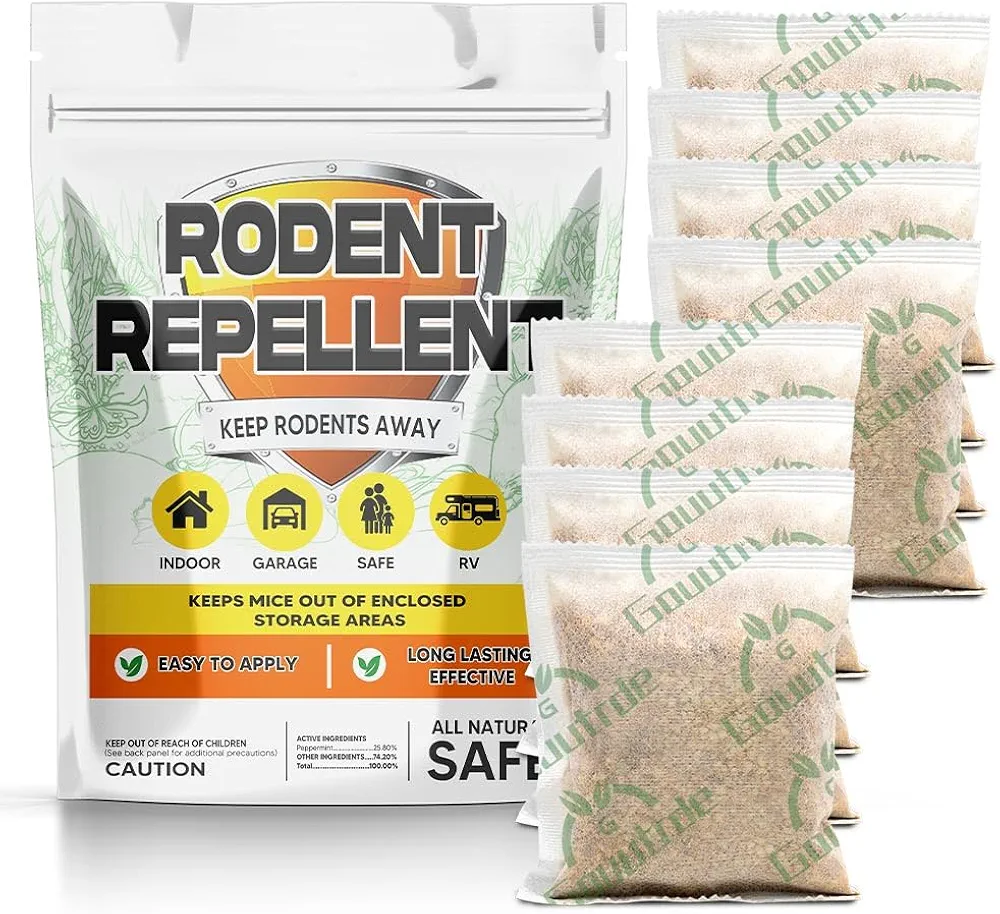 Mouse Repellent Pouches, Mice Repellent Indoor, Rodent and Rat Repellent for House, Extra-Strength Peppermint to Repel Mice and Rats, Mice Deterrent Outdoor, Keep Mice Out of Camper/RV-8P