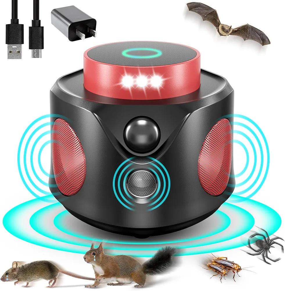 Mouse Repellent Ultrasonic Plug in, Mice Repellent Indoor Ultrasonic Pest Repeller Indoor 2024 Upgraded Rodent Repellent, 360° Ultrasonic Rodent Repeller with PIR Sensor & LED Strobe Light for Indoor