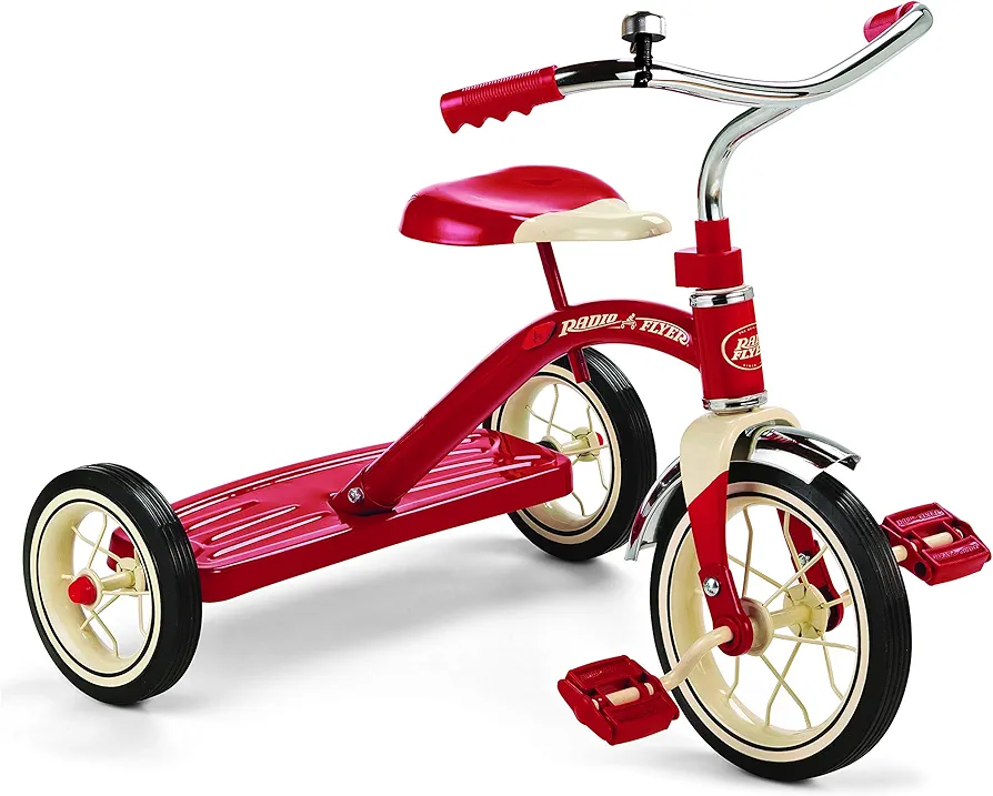 Radio Flyer Classic 10 Inch Toddler Tricycle with Rubber Tires and Steel Frame