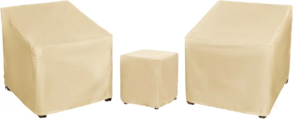 Patio Furniture Covers,Outdoor Furniture Cover Waterproof,Patio Furniture Set Covers for 3 Piece Outdoor Bistro,Patio Sofa Covers Set for 2 Chairs and Coffee Table,Khaki