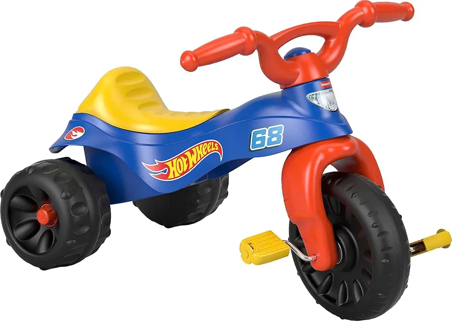 Fisher-Price Toddler Tricycle Hot Wheels Tough Trike, Toy Bike with Handlebar Grips & Storage for Outdoor Play Kids Ages 2+ Years