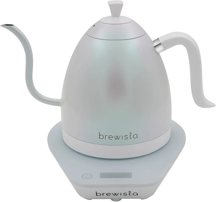 Brewista Artisan Electric Gooseneck Kettle, Water Boiler with LCD Panel, Precise Temperature Control, Fast Boiling and Keep Warm Settings for Pour-Over Coffee & Tea, Café, 1 Liter (White Iridescent)