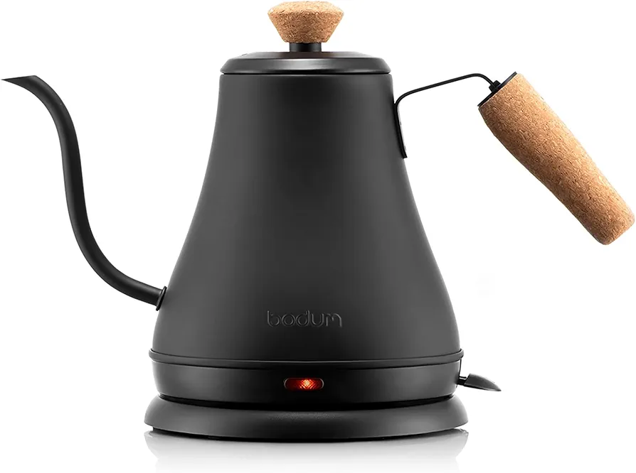 Bodum 27oz Bistro Gooseneck Electric Water Kettle, Pour Over Coffee & Tea, Stainless Steel, Matte Black