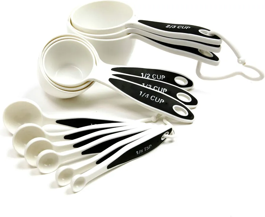 Norpro, Set of 12 3042 Grip-EZ Measuring Cups & Spoons, White/Black