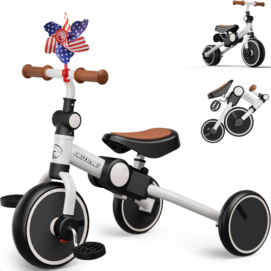 EagleStone Tricycle for Toddlers 1-3 Years Old,4 in 1 Foldable Toddler Bike, Birthday Gifts and Toys for 2, 3, 4, 5 Years Old Boys and Girls