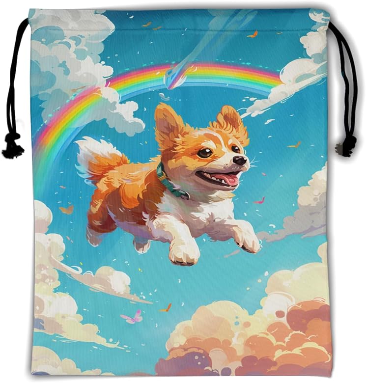 Corgi Dog Gymnastic Grip Bag Cute Animal Painting Athlete String Bag Lightweight Gymnastics Grip Bag for Sports